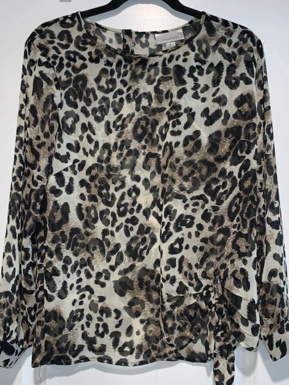 Dressbarn Women’s Leopard Print Long sleeve Blouse, Size Small